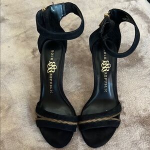 Rock & Republic Black Heels with Zipper on the Back
